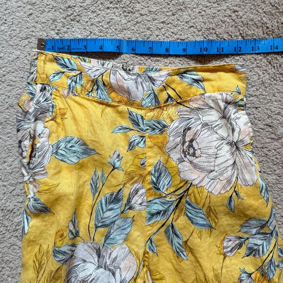 Nicole Miller *Yellow Wide-Leg Linen Pants* | Bright Floral | POCKETS | XS - Picture 12 of 12